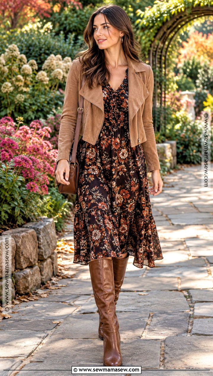 Floral Midi Dress Fall Proposal Outfit - 25 fall proposal outfit ideas