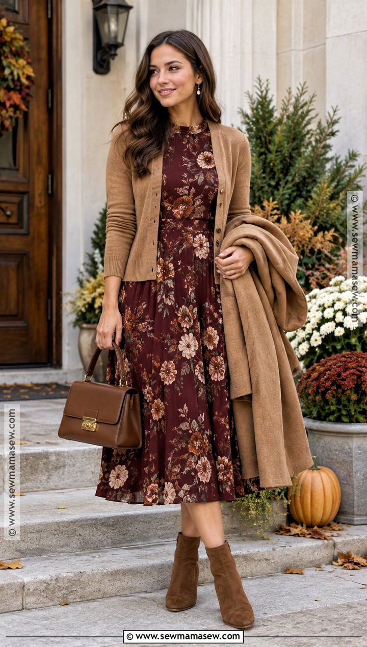 Floral Midi Dress Thanksgiving Church Outfit - 20 Thanksgiving Church Outfit Ideas