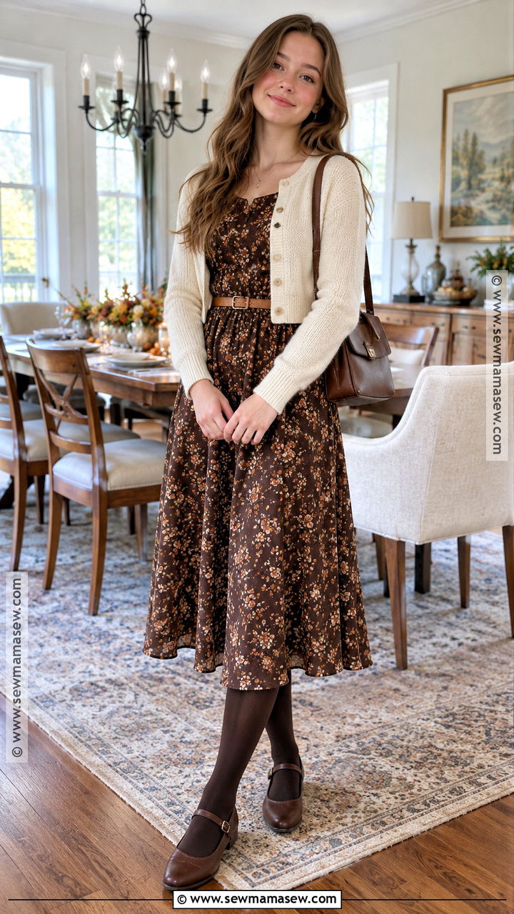 Floral Midi Dress Thanksgiving Outfit - 20 Thanksgiving Outfit Ideas for Teens