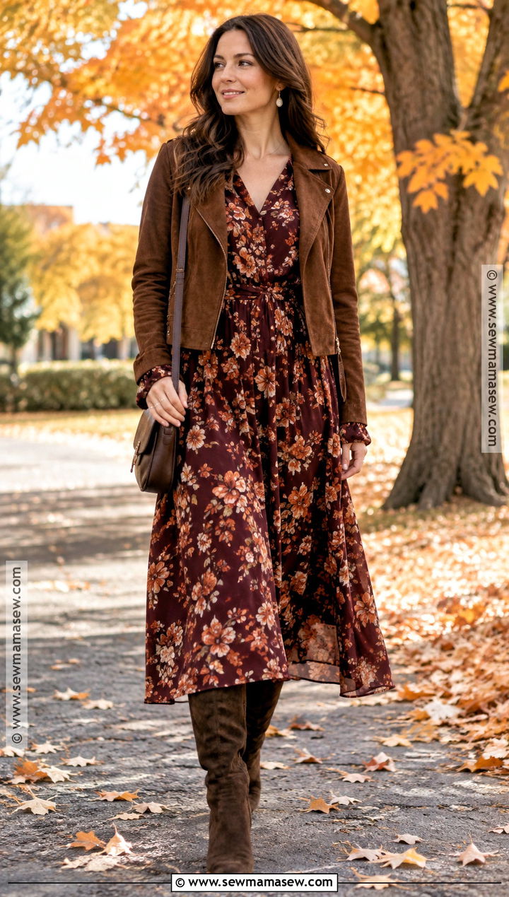 Floral Midi Dress Thanksgiving Outfit - 15 cute fall thanksgiving outfits