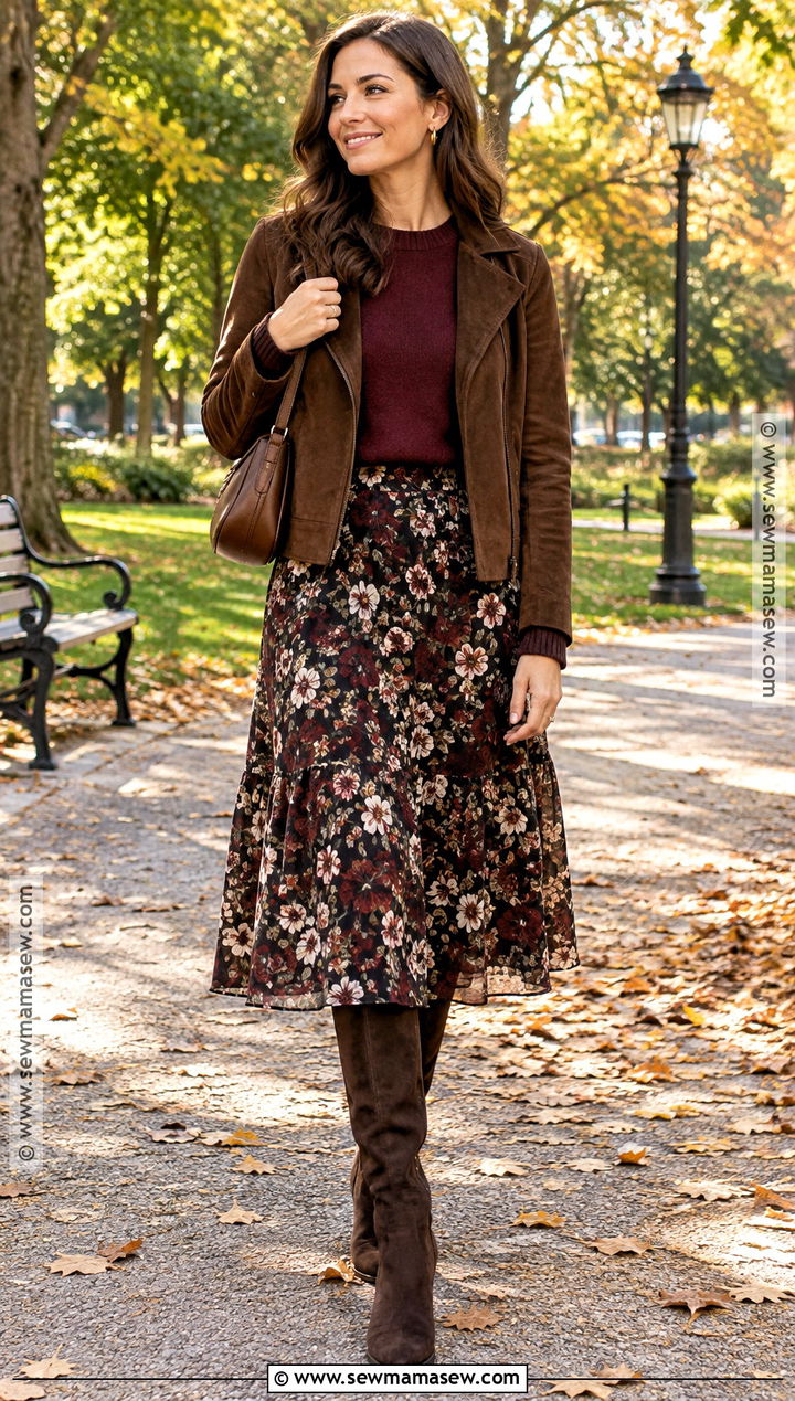 Floral Midi Skirt Outfit - 15 fall skirt outfits 2026