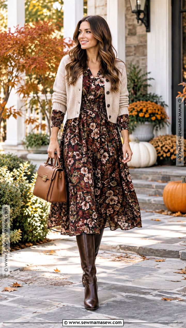 Floral Midi Thanksgiving Dress Outfit - 20 Thanksgiving Dress Outfit Ideas