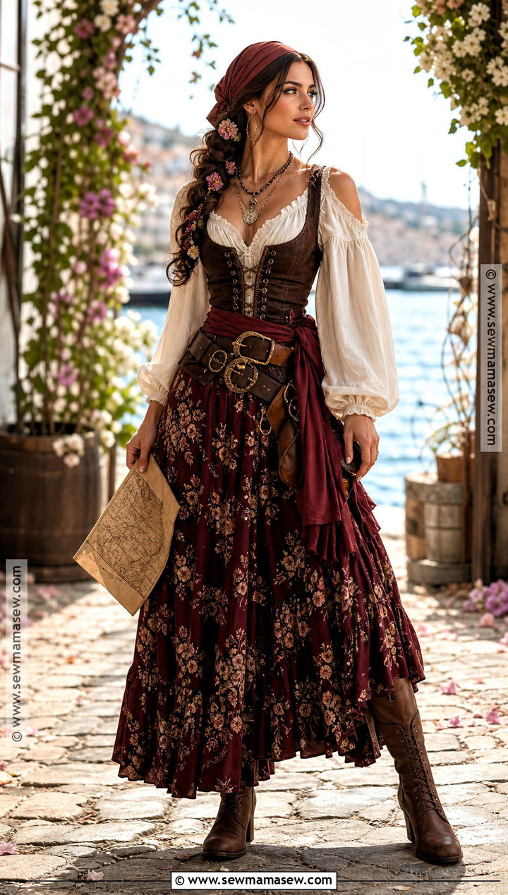 Floral Pirate Costume - 30 cute pirate costume ideas for women