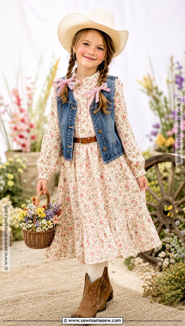 Floral Prairie Cowgirl Costume - 30 cowgirl costume ideas for kids