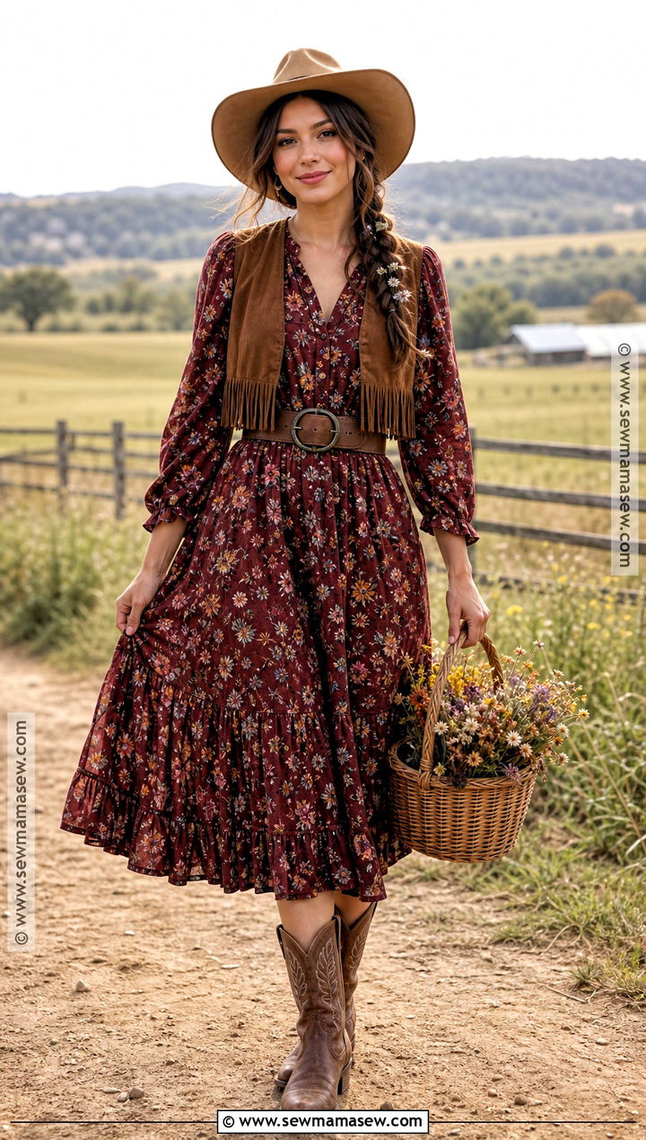 Floral Prairie Cowgirl Halloween Outfit - 40 cowgirl outfits halloween