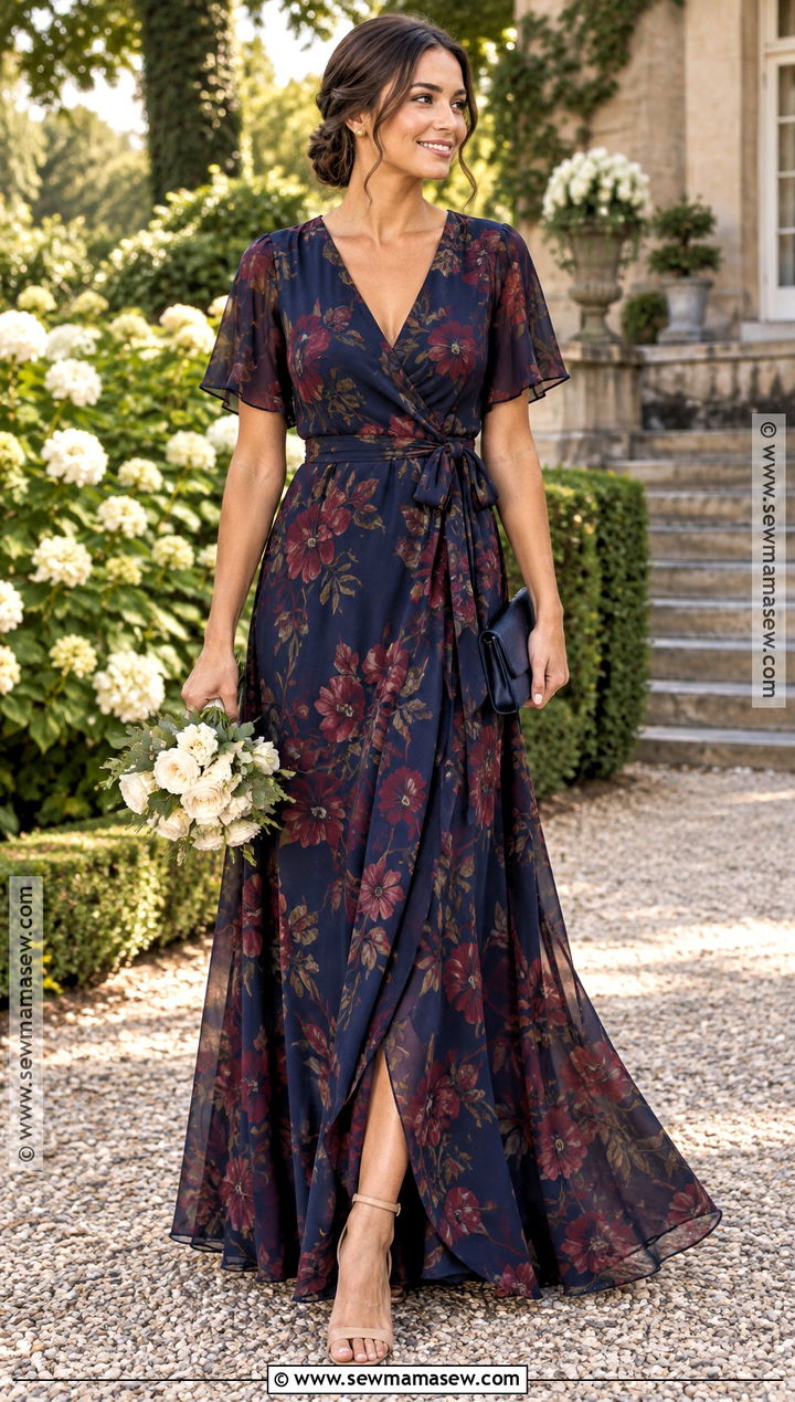 Floral Print Fall Bridesmaid Dress - 25 fall wedding bridesmaid dresses
