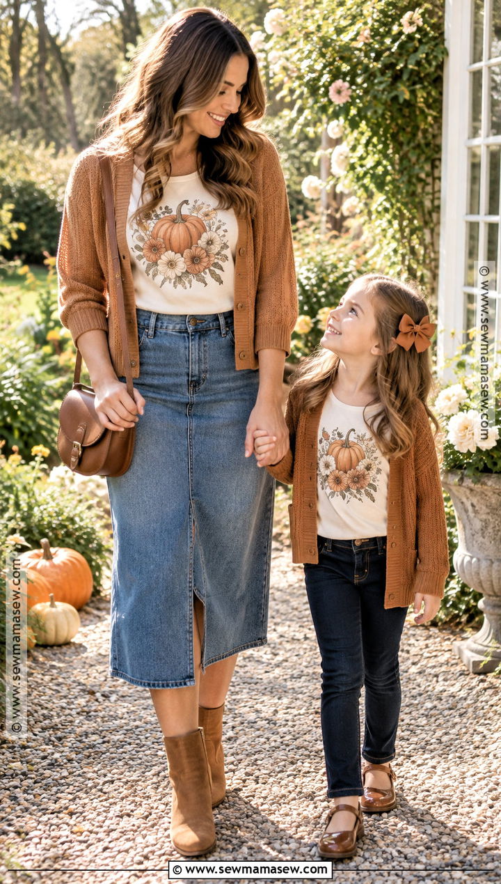 Floral Pumpkin Fall Mommy and Me Shirts - 15 fall mommy and me shirts