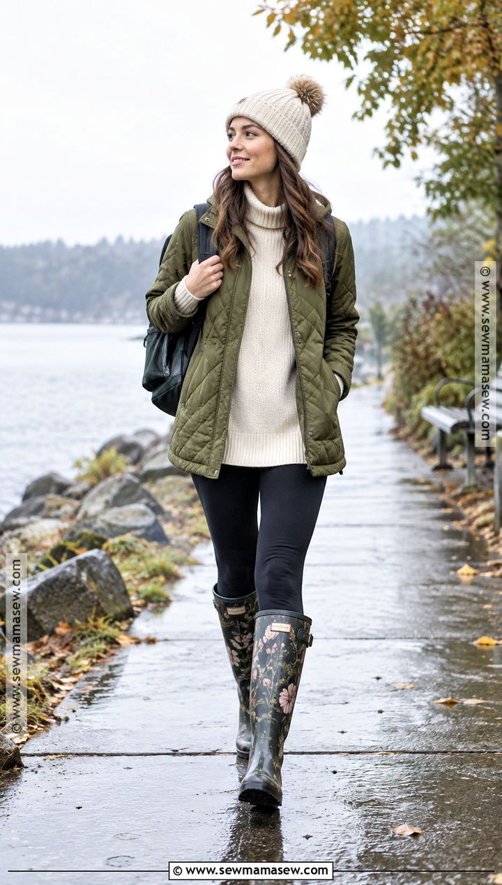 Floral Rain Boots With Quilted Jacket - 15 autumn floral boots