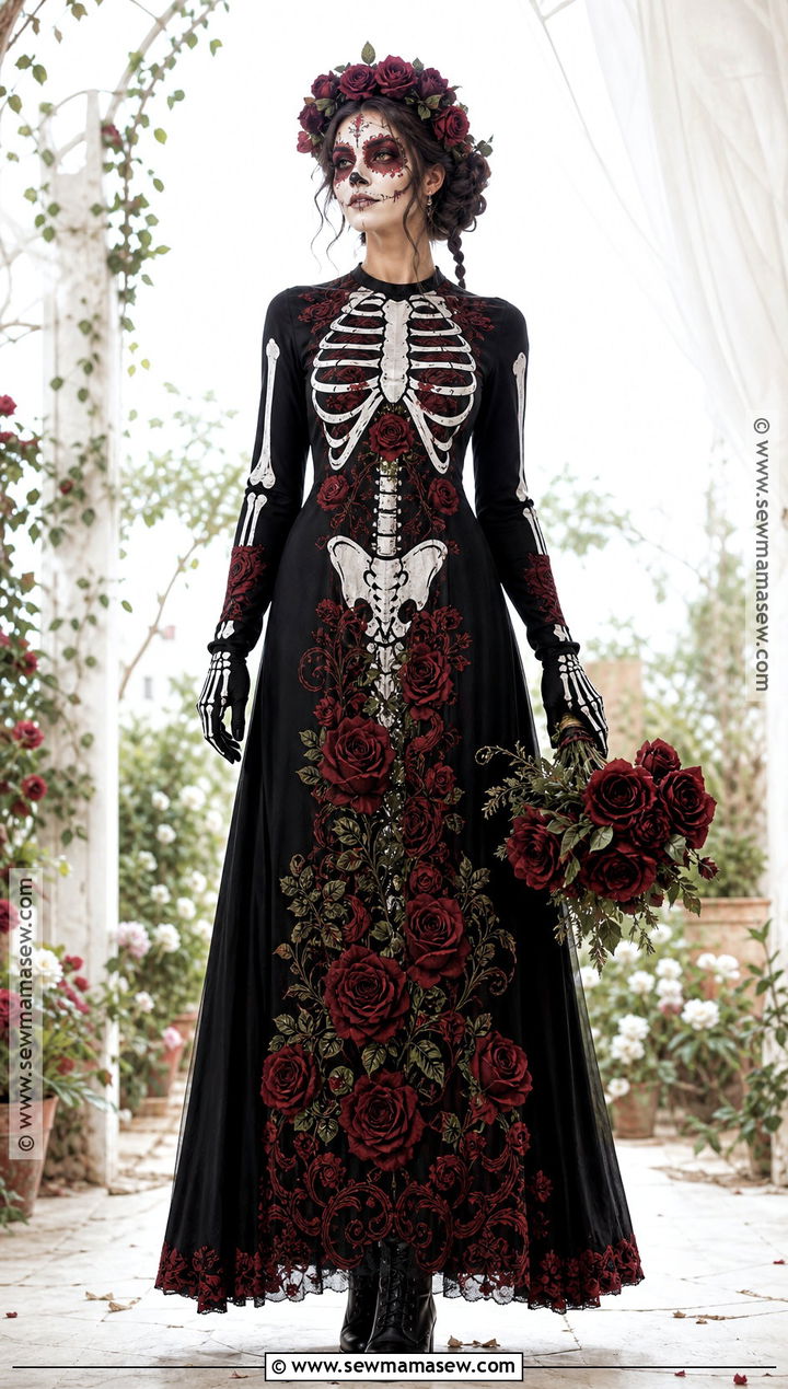 Floral Rose Skeleton Costume - 35 Skeleton Costume Ideas for Women