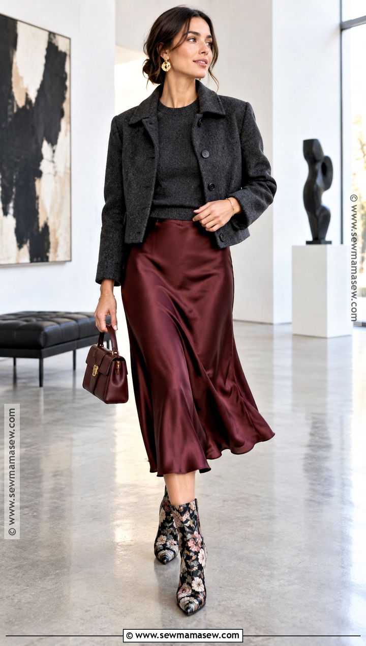 Floral Sock Boots With Satin Midi Skirt - 15 autumn floral boots