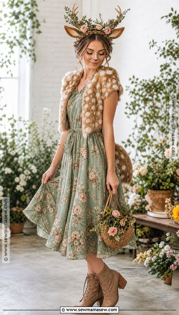 Floral Spring Deer Costume - 30 deer halloween costumes for women