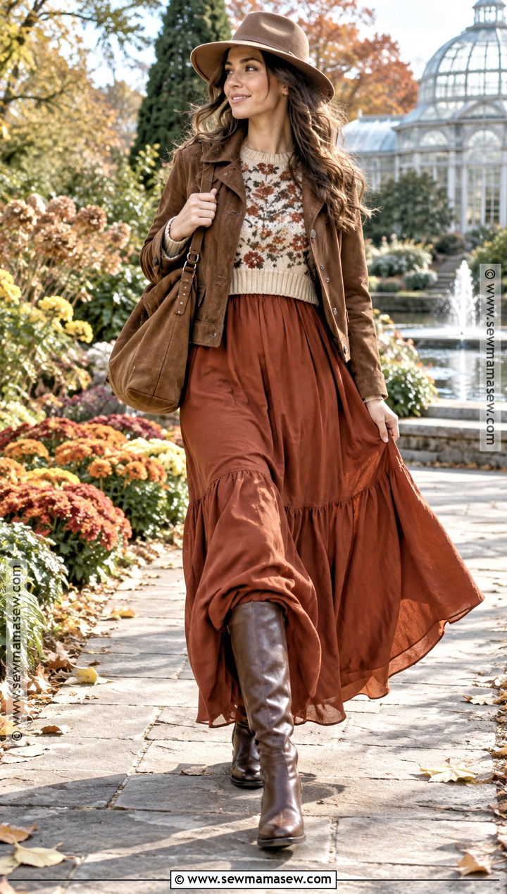 Floral Sweater With Maxi Dress - 15 autumn floral sweater style ideas