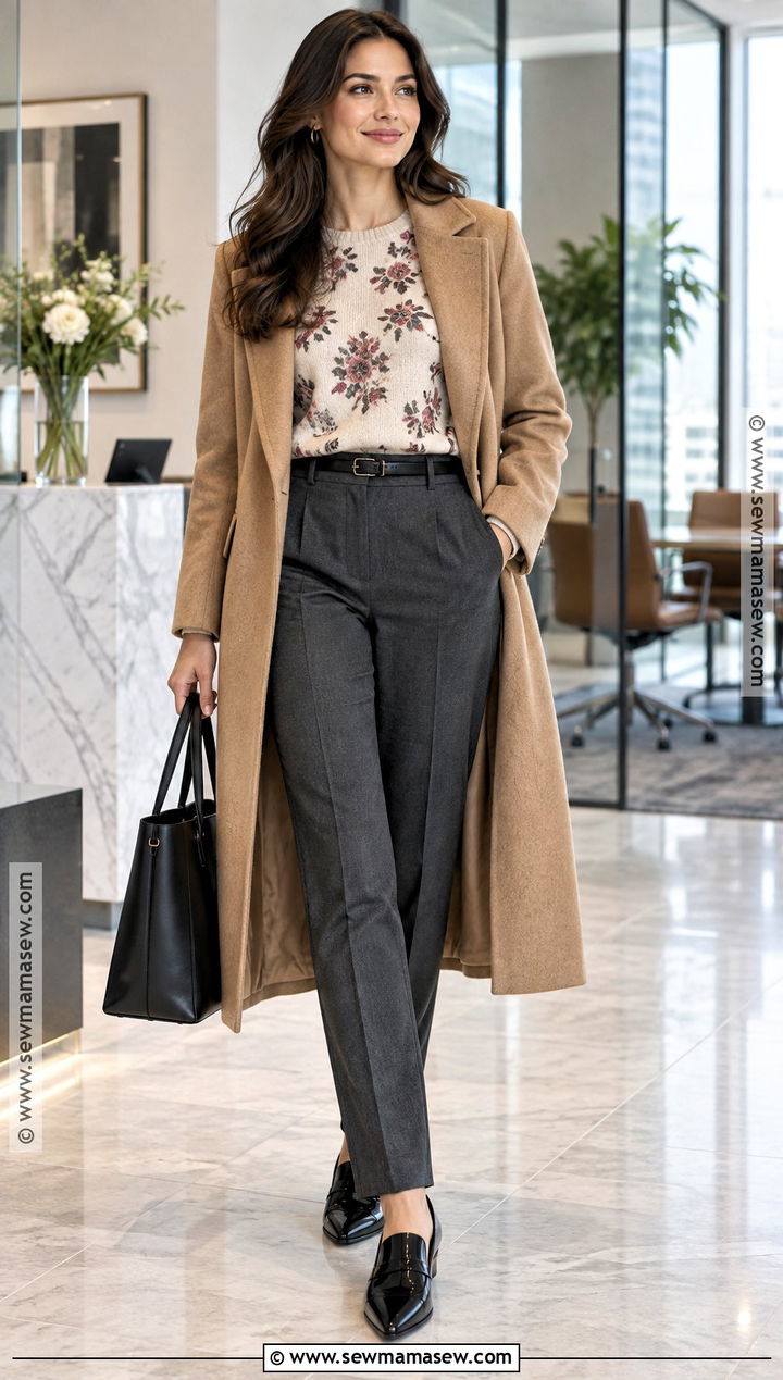 Floral Sweater With Tailored Pants - 15 autumn floral sweater style ideas
