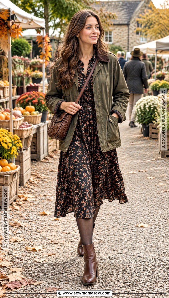 Floral Tea Dress With Barn Jacket - 25 autumn dresses