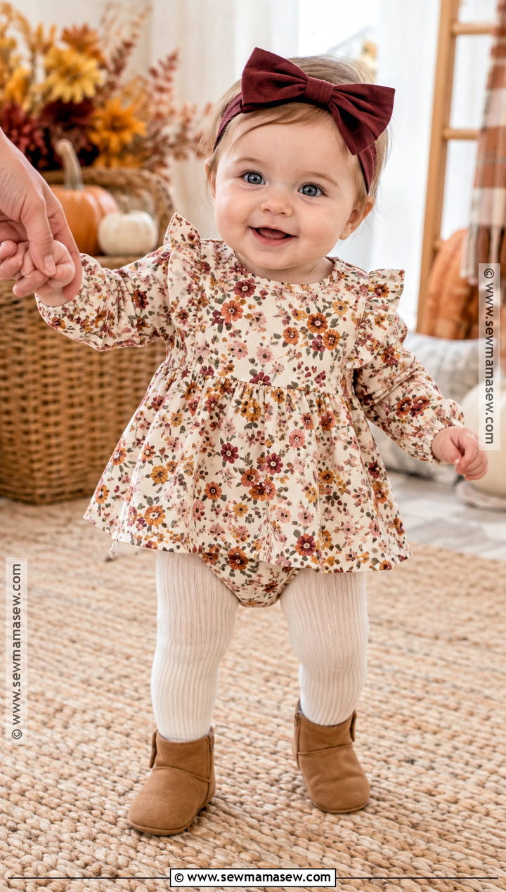 Floral Thanksgiving Dress And Bloomers - 15 newborn first thanksgiving outfit ideas