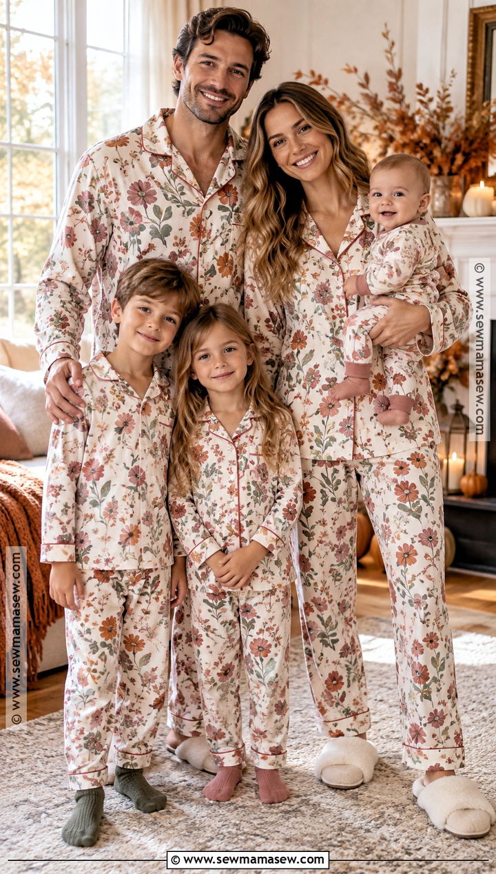 Floral Thanksgiving Family Pajamas - 15 thanksgiving pajamas for family