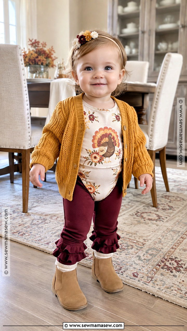 Floral Turkey Thanksgiving Onesie Outfit - 20 thanksgiving onesie ideas