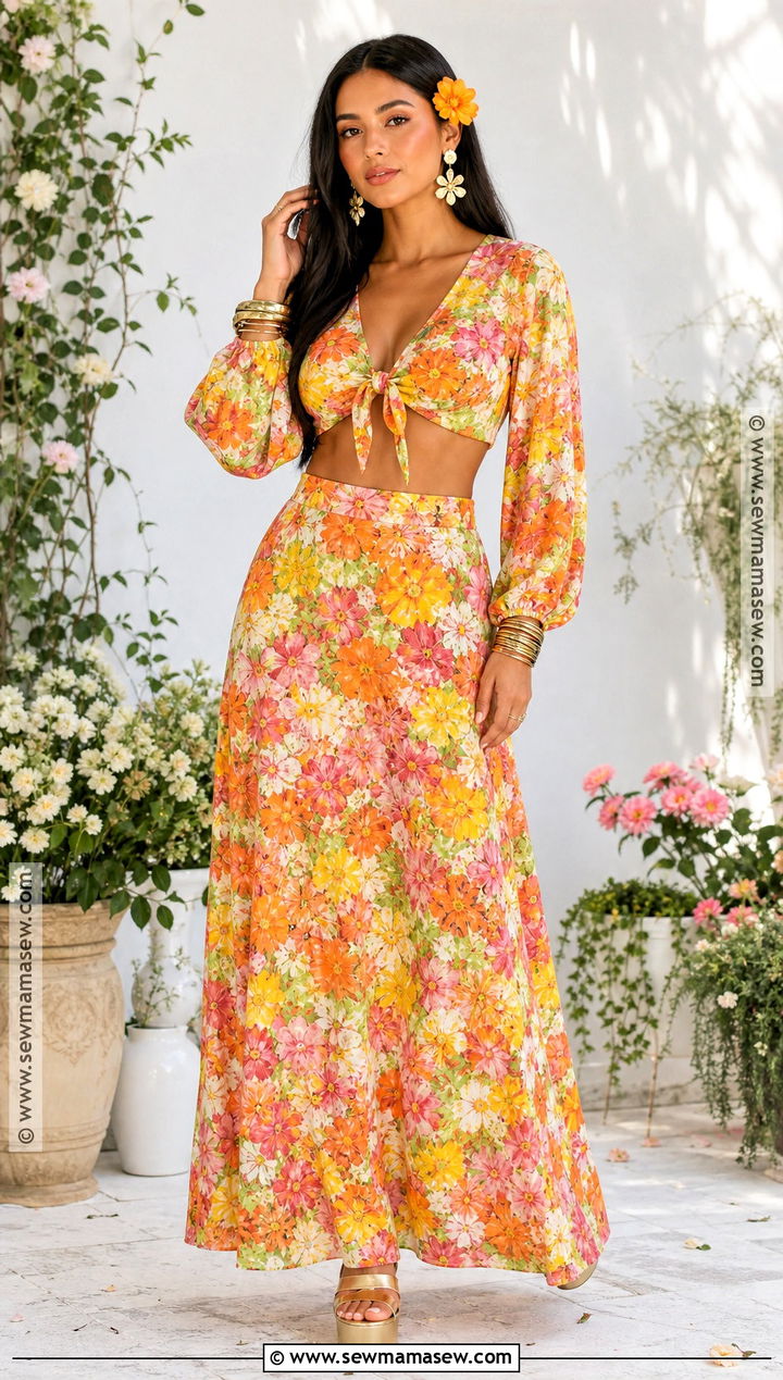 Floral Two Piece Cher Costume - 35 cher costume ideas