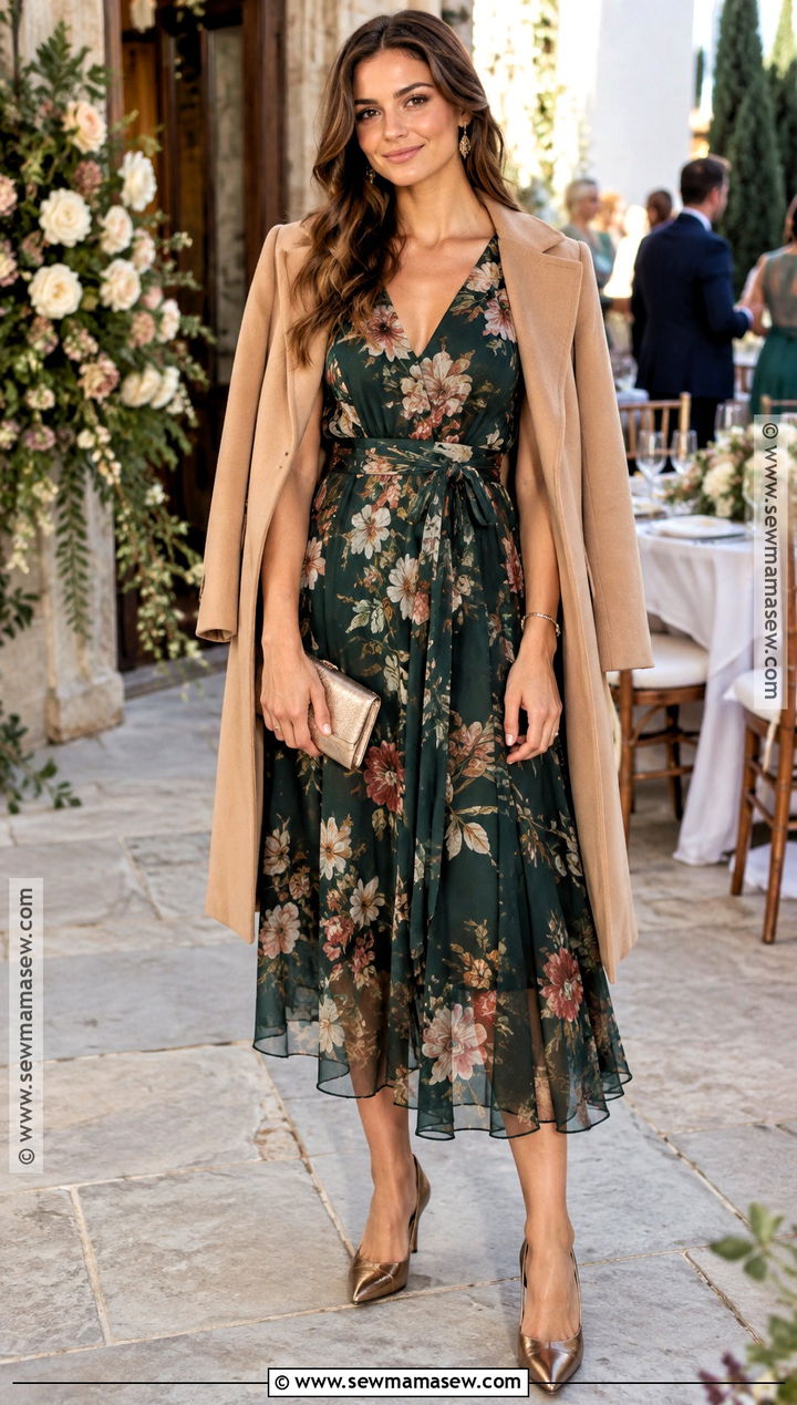 Floral Wedding Guest Dress With Heels - 15 Floral Autumn Dresses