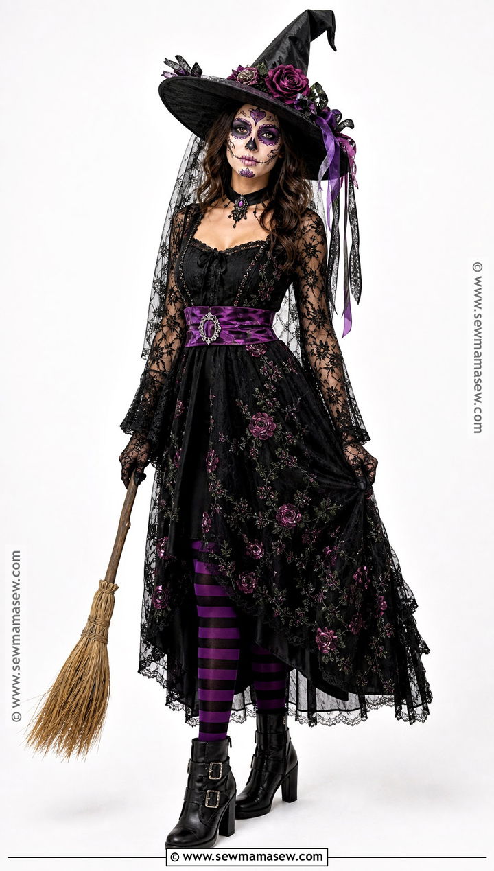 Floral Witch Sugar Skull Costume - 35 sugar skull costume ideas