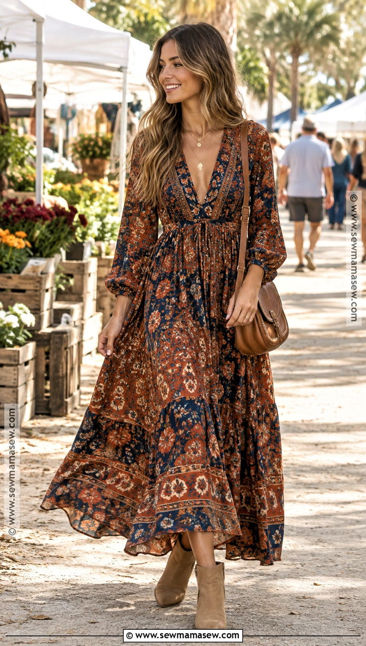 Florida Fall Boho Maxi Dress And Western Boots Outfit - 15 Fall 2026 Fashion Trends Florida