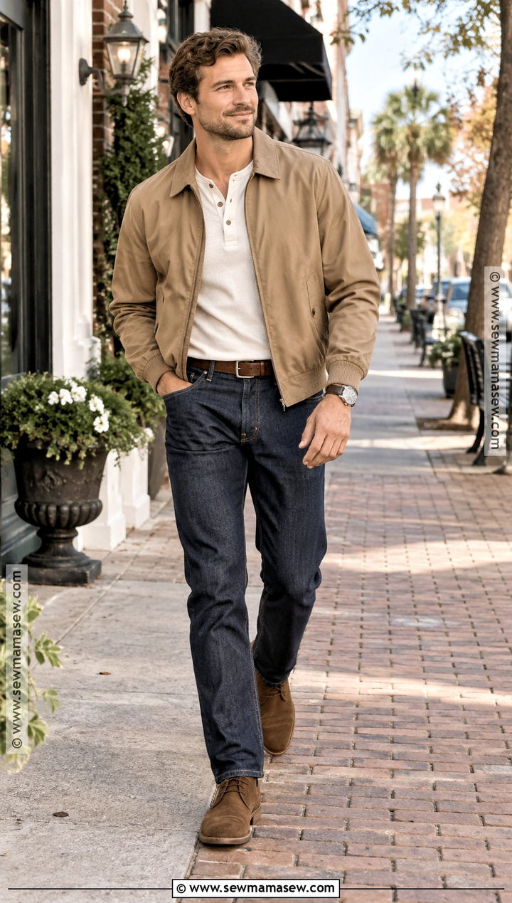 Florida Fall Henley And Lightweight Jacket Outfit - 15 florida fall outfits for men