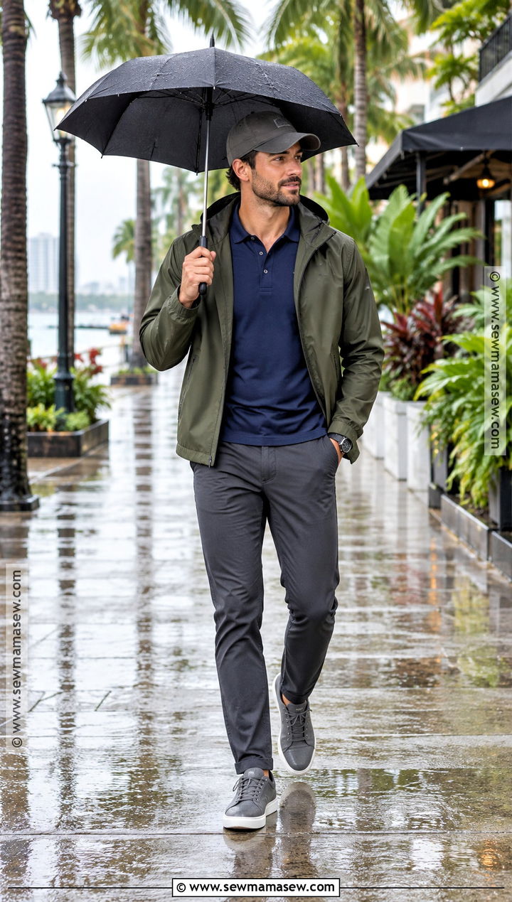 Florida Fall Rain Jacket And Tech Chinos Outfit - 15 florida fall outfits for men