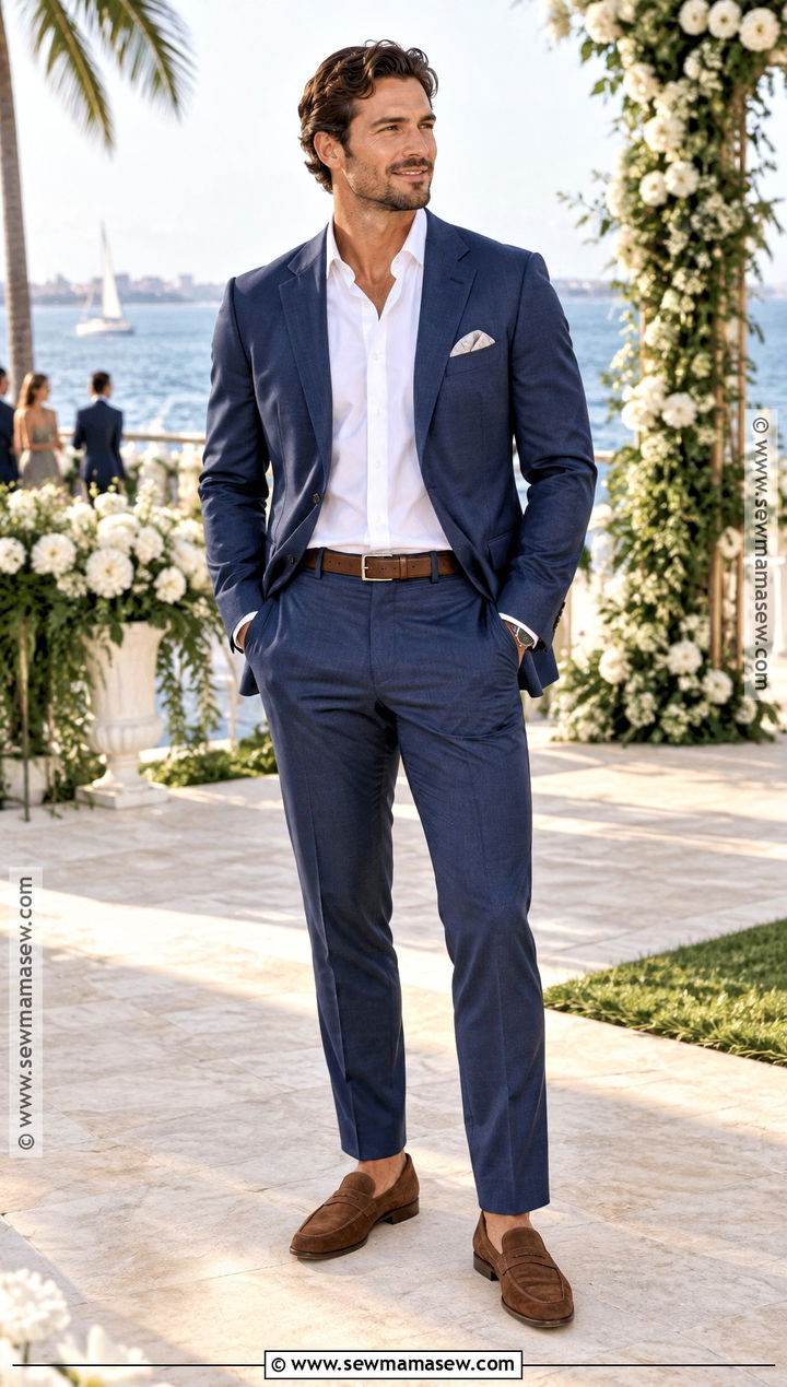Florida Fall Wedding Suit And Loafers Outfit - 15 florida fall outfits for men
