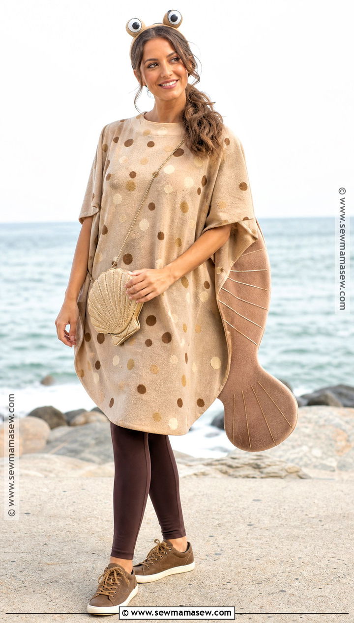 Flounder Costume With Brown Spotted Outfit - 30 Fish Costume Ideas for Women