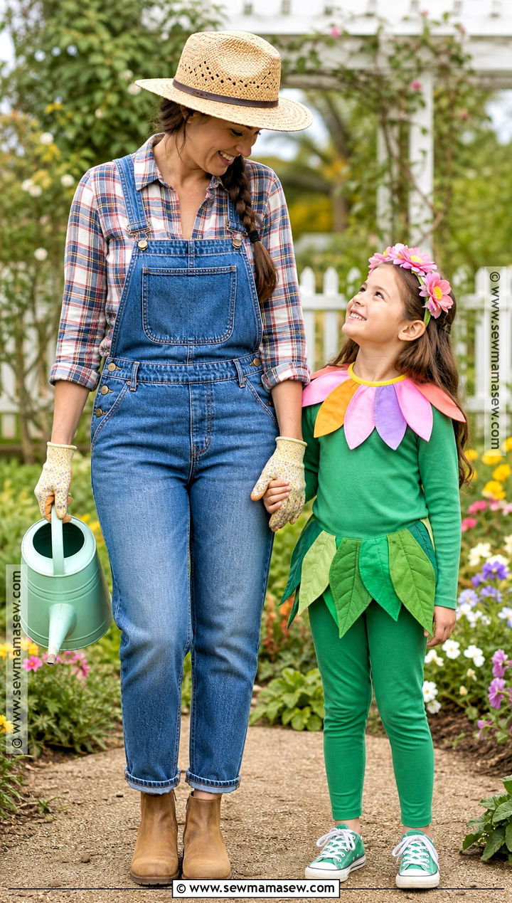 Flower And Gardener Costume - 35 Mother Daughter Halloween Costumes
