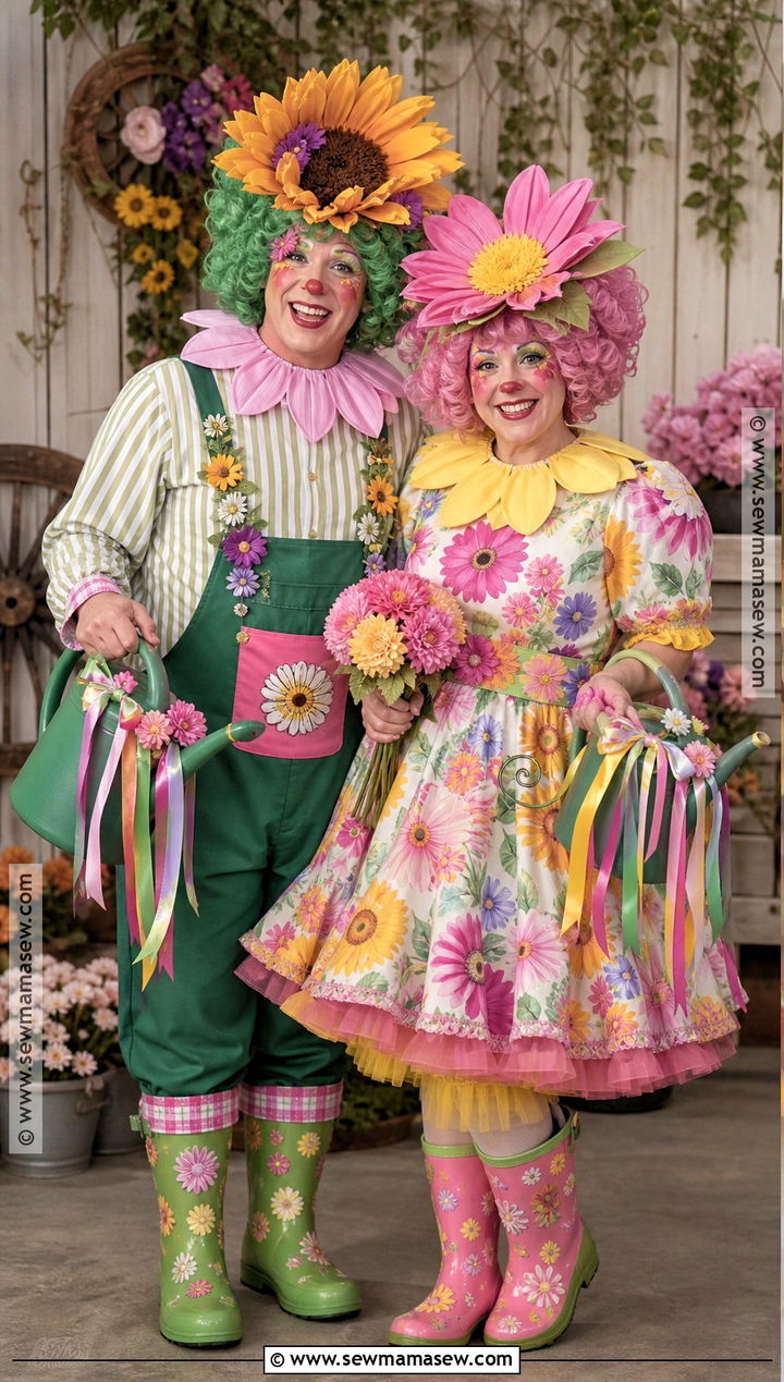 Flower Clown Couple Costume - 30 clown couple costume ideas