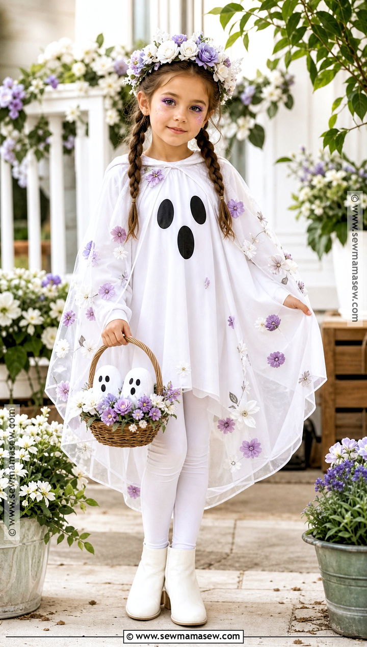 Flower Crown Ghost Costume - 30 kids ghost costume ideas
