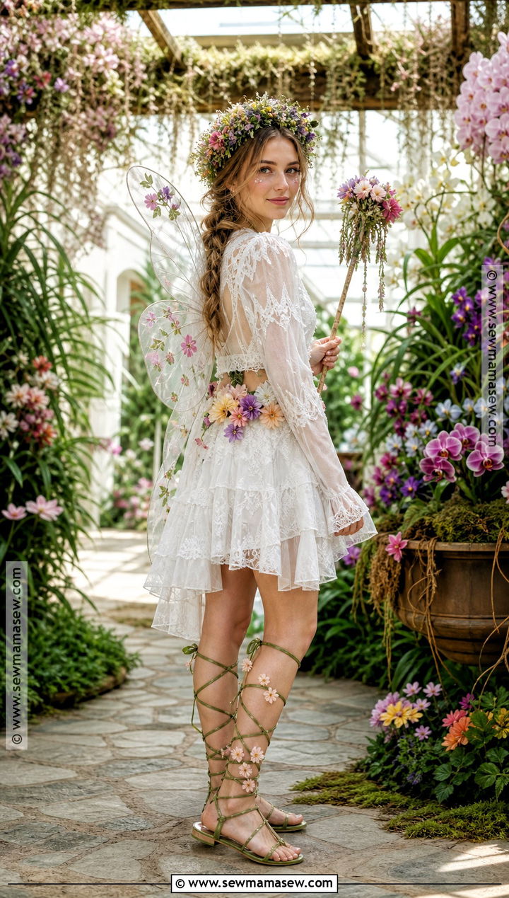 Flower Fairy Costume With White Dress - 30 White Dress Costume Ideas