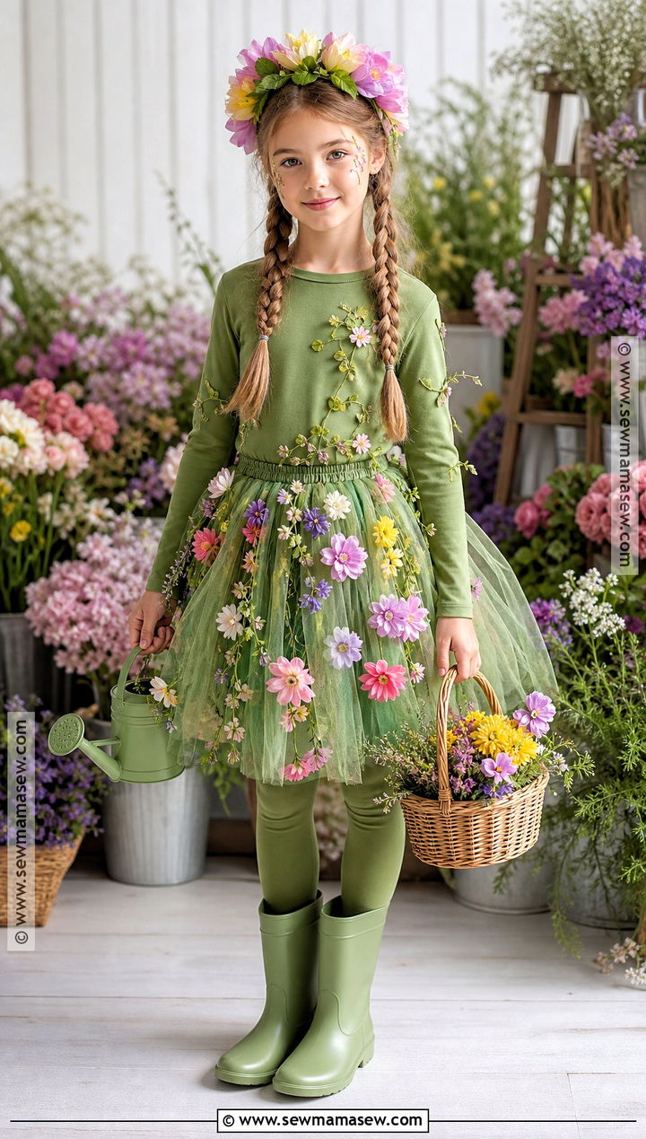 Flower Garden Costume With Petal Headpiece - 40 girls halloween costumes