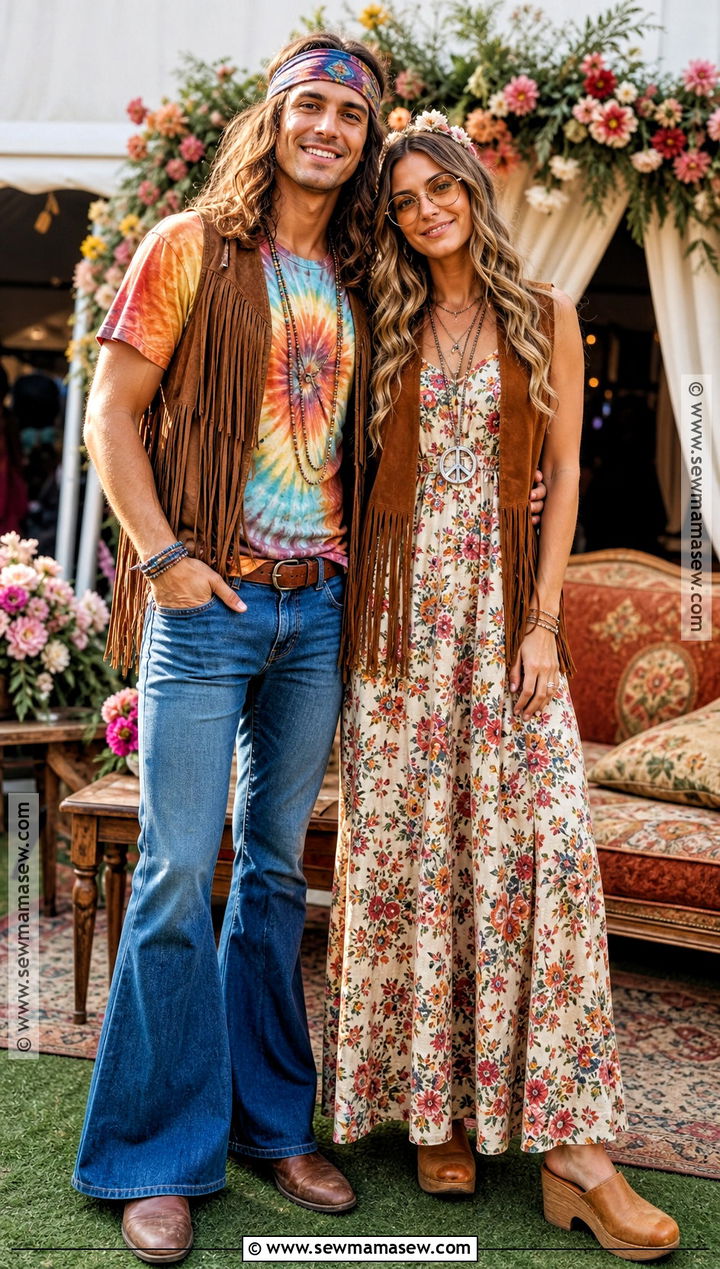 Flower Power Couple Costume - 30 60s halloween costume ideas