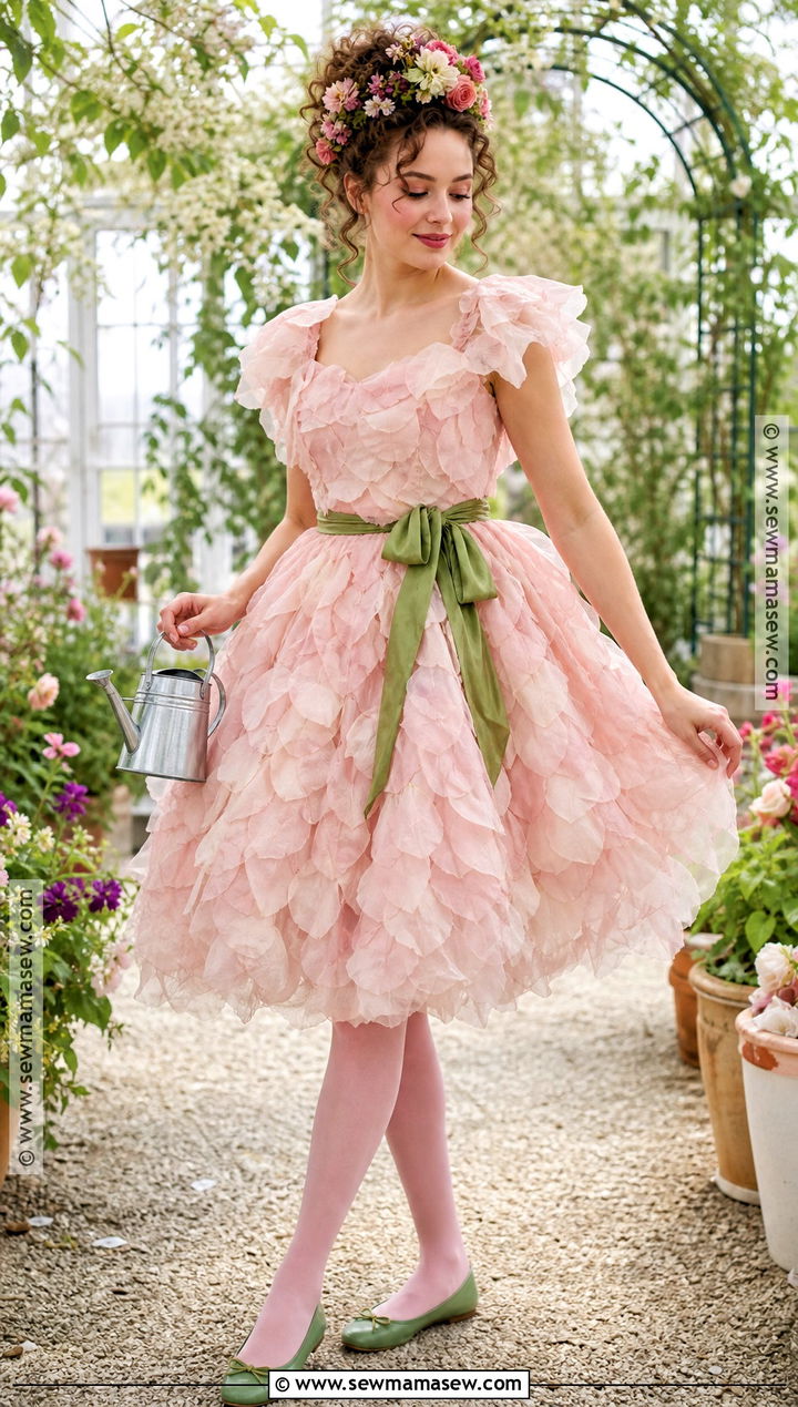Flower Princess Costume With Pink Petal Dress - 35 Princess Costume Ideas