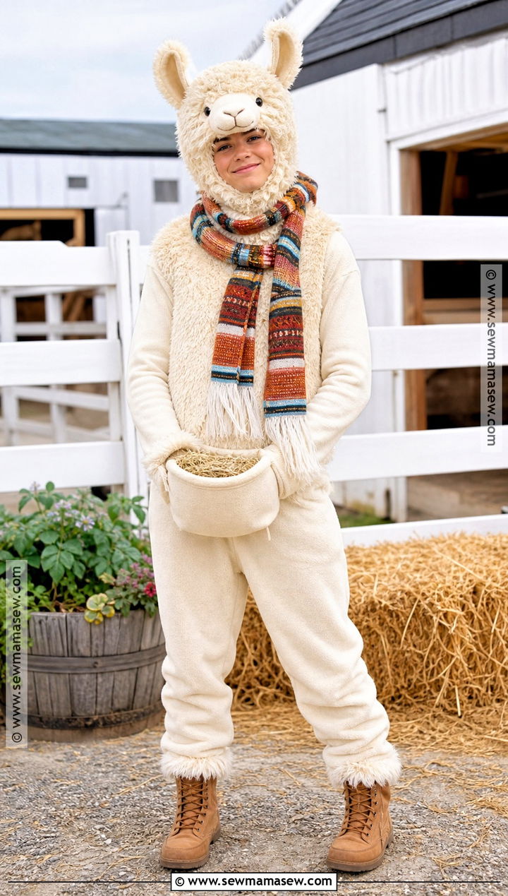 Fluffy Alpaca Costume - 30 farm animal costumes