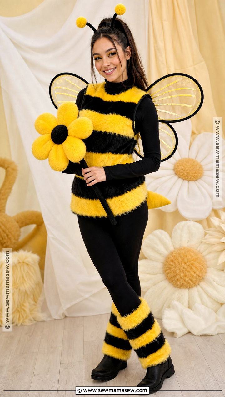 Fluffy Bumble Bee Costume With Faux Fur - 30 bee costume women's ideas
