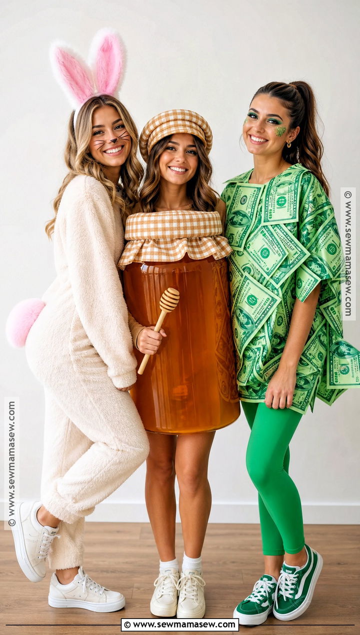 Fluffy Bunny Honey Jar And Funny Money Costume - 35 rhyme without reason costume 3 people ideas