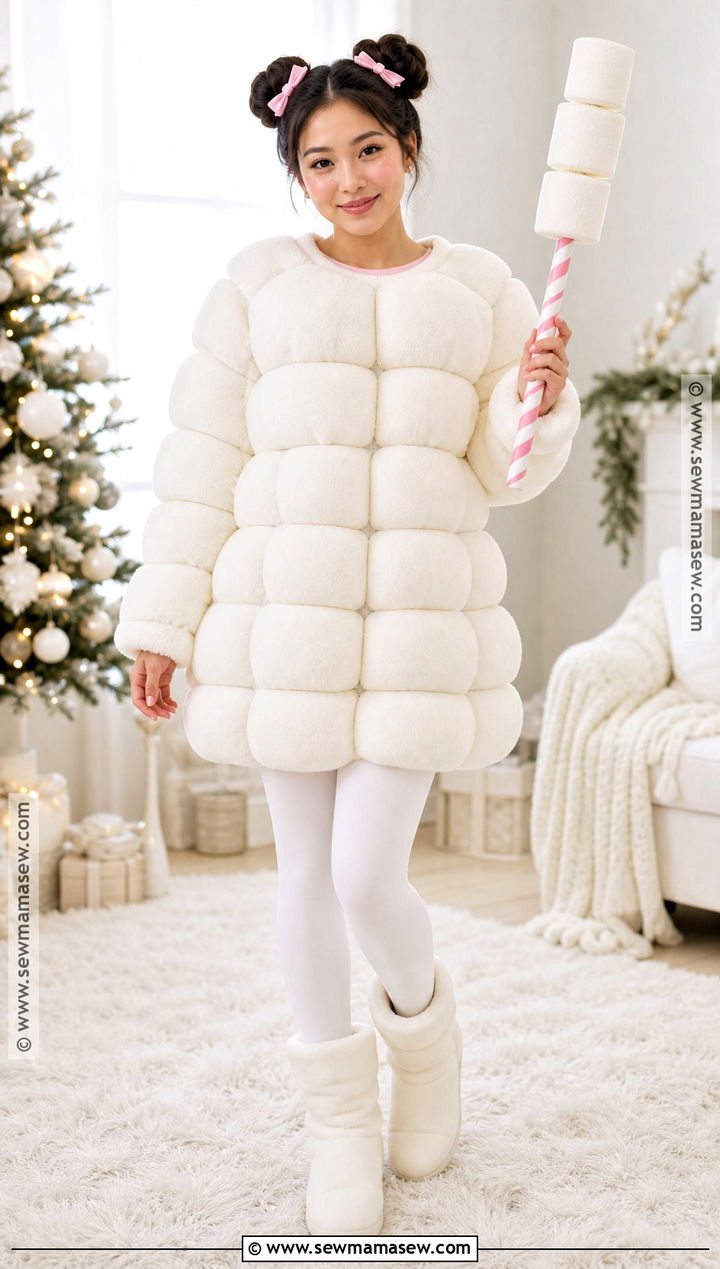 Fluffy Marshmallow Candy Girl Costume - 30 Candy Girl Halloween Costume Ideas
