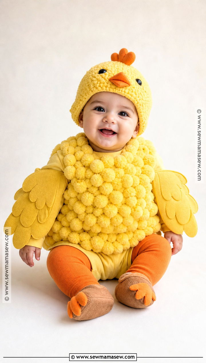 Fluffy Pom Pom Baby Chicken Costume - 30 baby chicken costume ideas