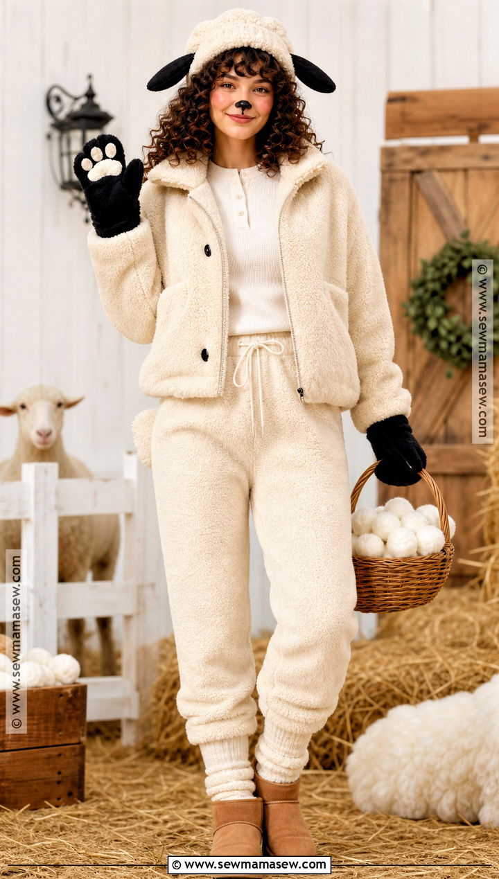 Fluffy Sheep Costume With Cream Sherpa Set - 40 warm halloween costumes
