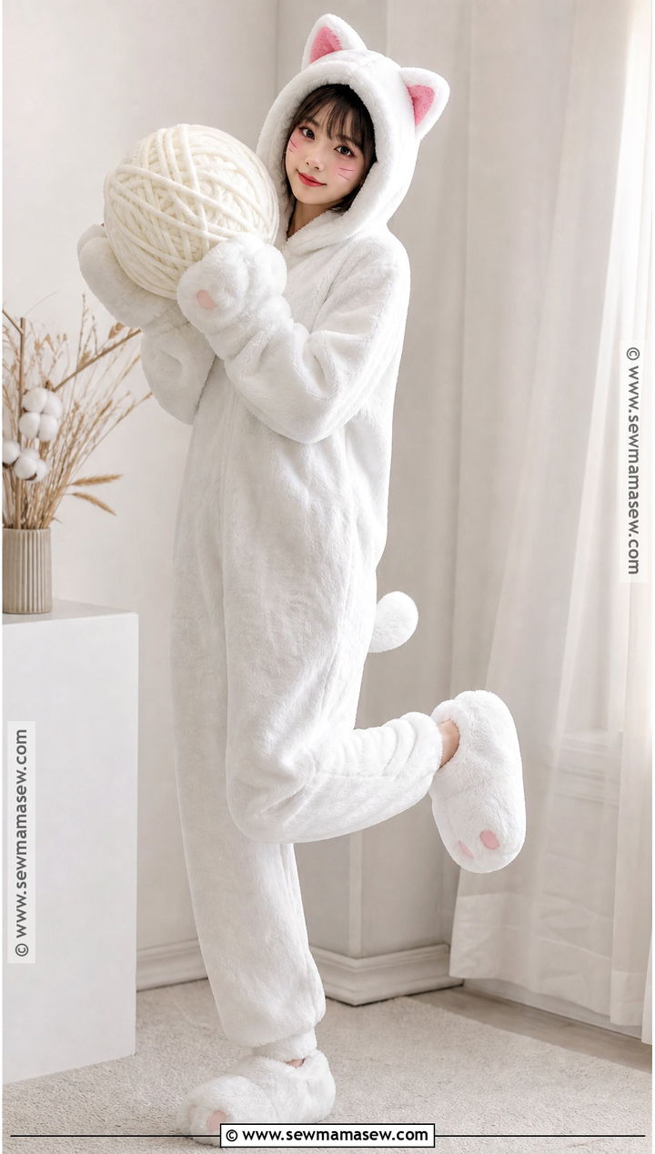 Fluffy White Kitten Costume - 30 White Cat Costume Ideas