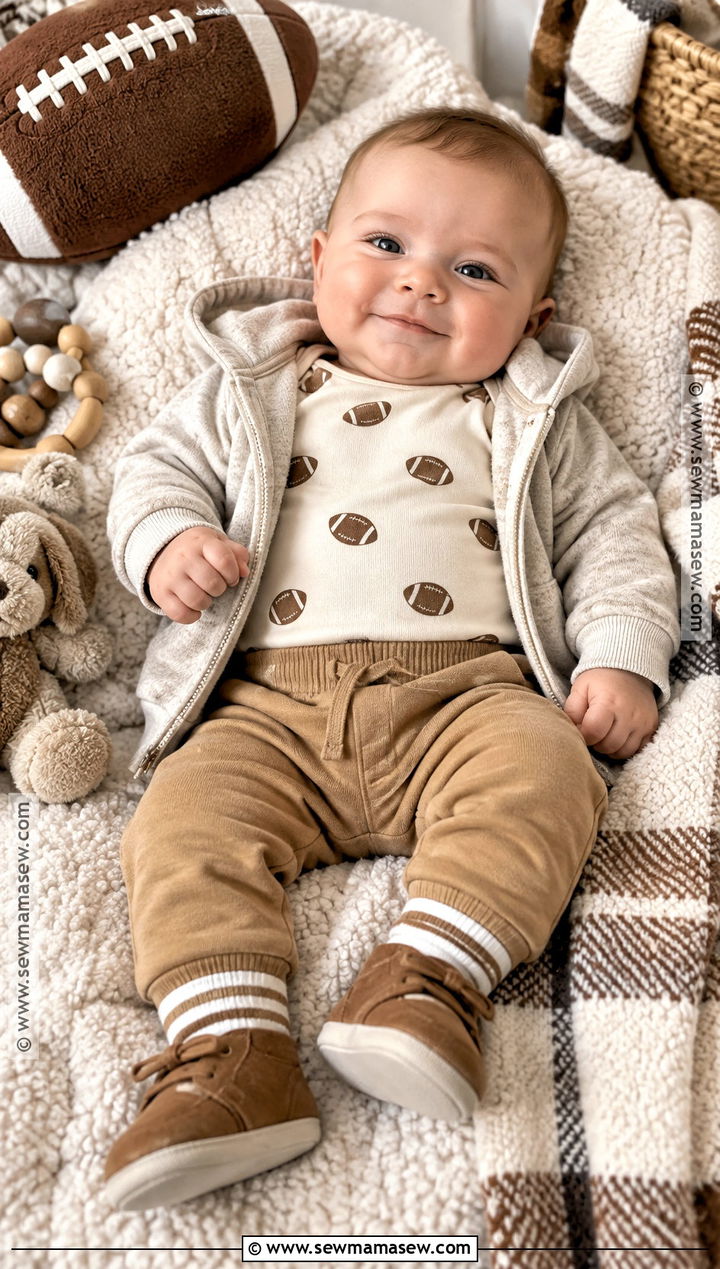 Football Bodysuit and Pants Newborn Boy Outfit - 15 fall newborn outfits for boys