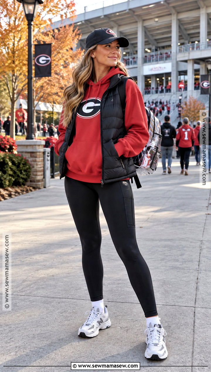 Football Hoodie With Leggings And Sneakers - 20 Football Outfits For Women Fall
