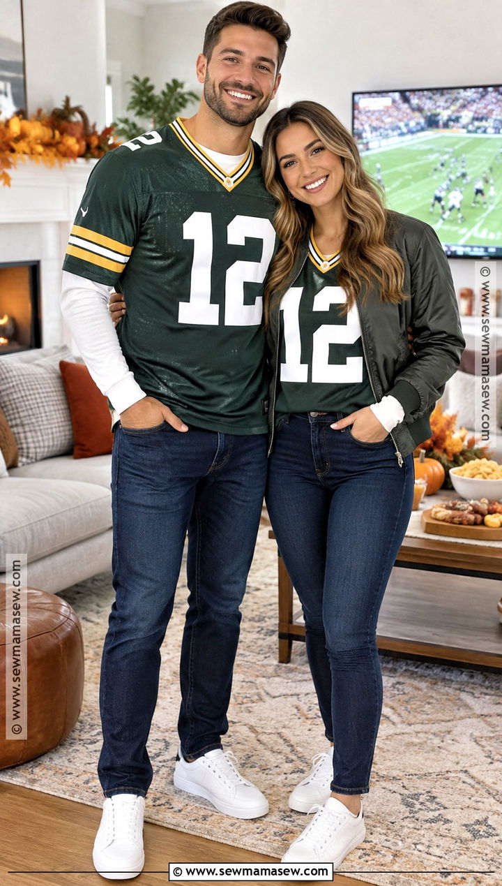Football Jersey And Jeans Thanksgiving Outfit - 20 Thanksgiving Outfit Ideas for Couples