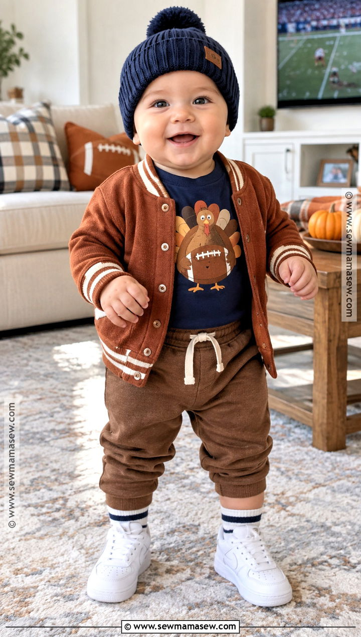 Football Turkey Thanksgiving Onesie Outfit - 20 thanksgiving onesie ideas