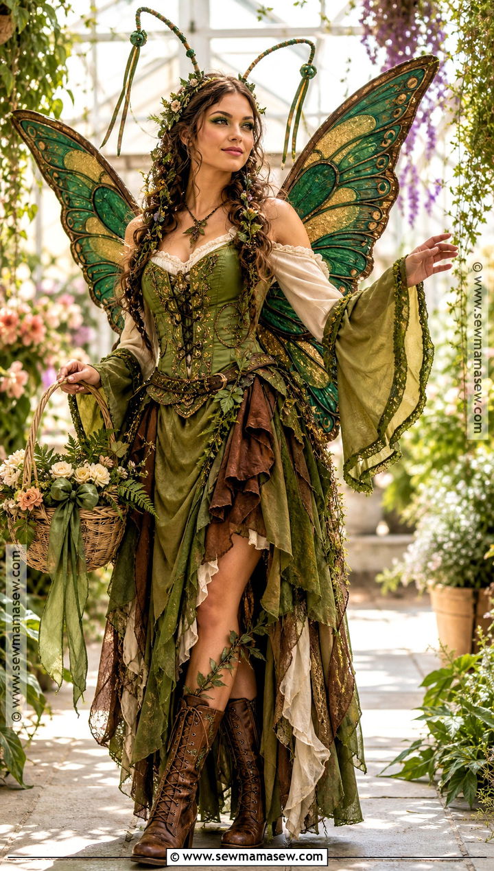 Forest Butterfly Costume With Green Corset Top - 30 Butterfly Costume Women's Ideas