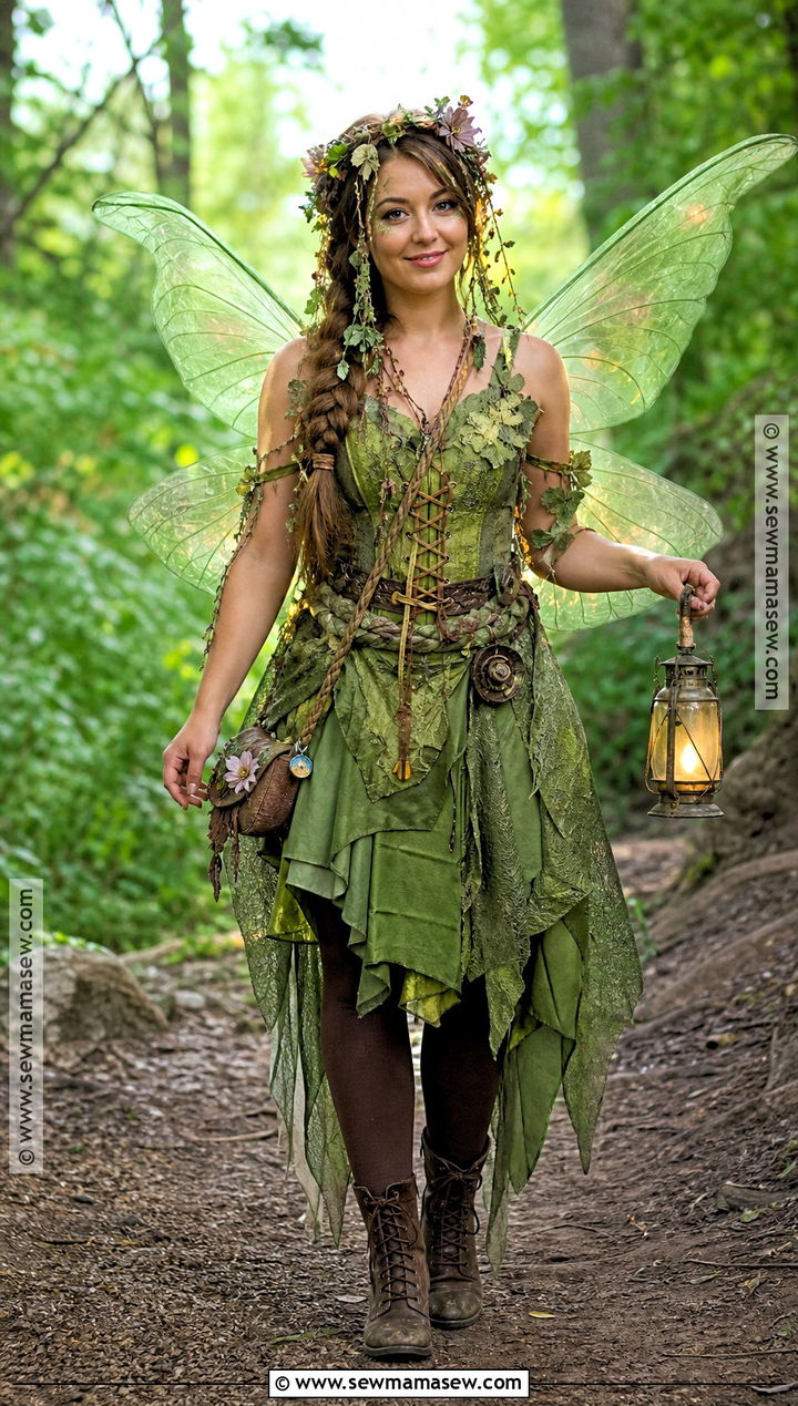Forest Fairy Costume With Green Dress - 35 costumes for halloween