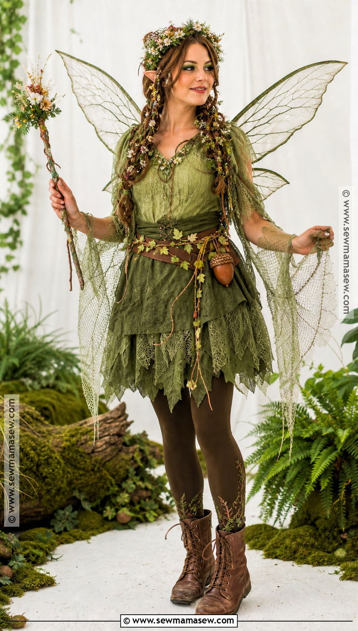 Forest Fairy Costume With Leaf Wings - 30 Nature Costume Ideas